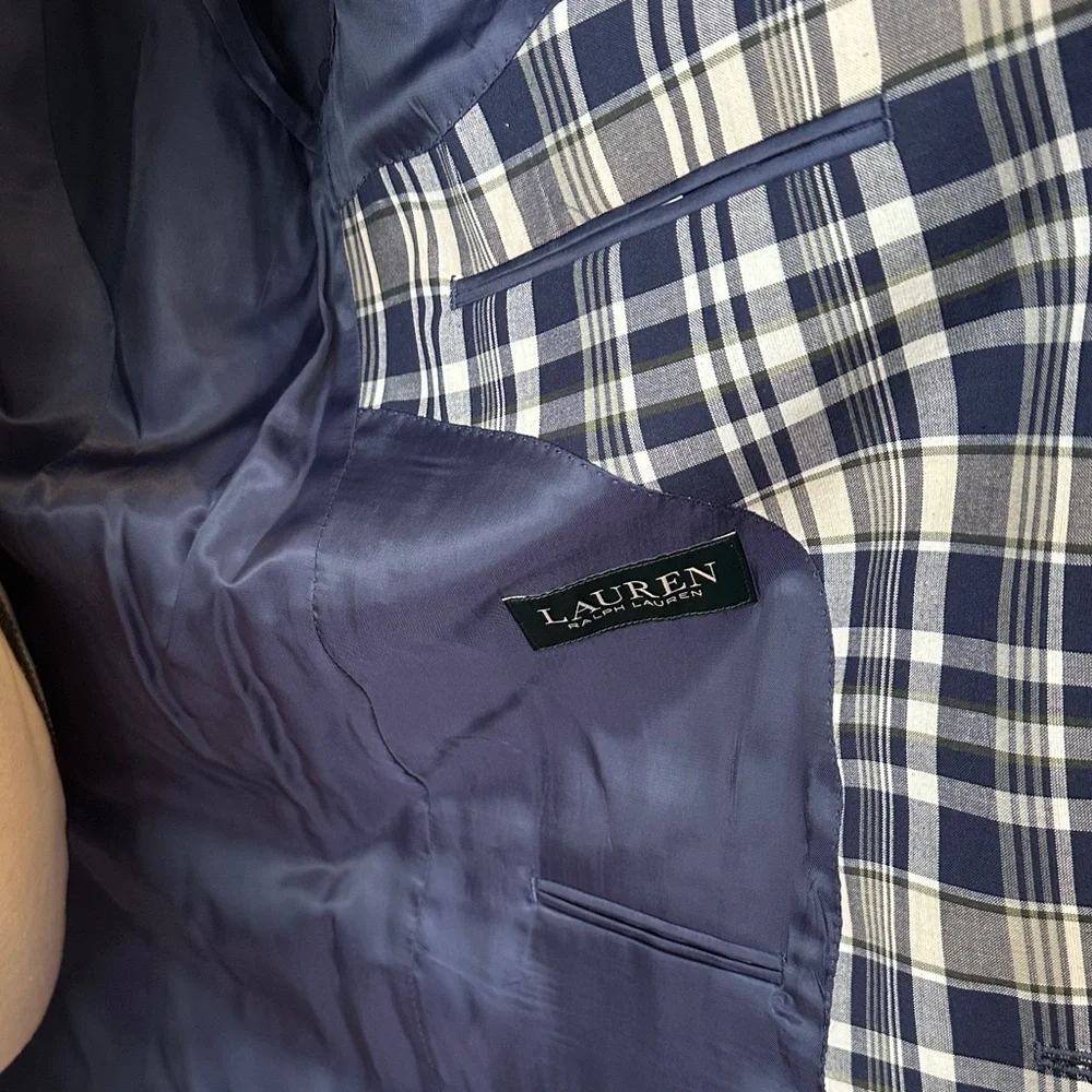 Ralph Lauren Navy and White Plaid Blazer - Picture 3 of 4